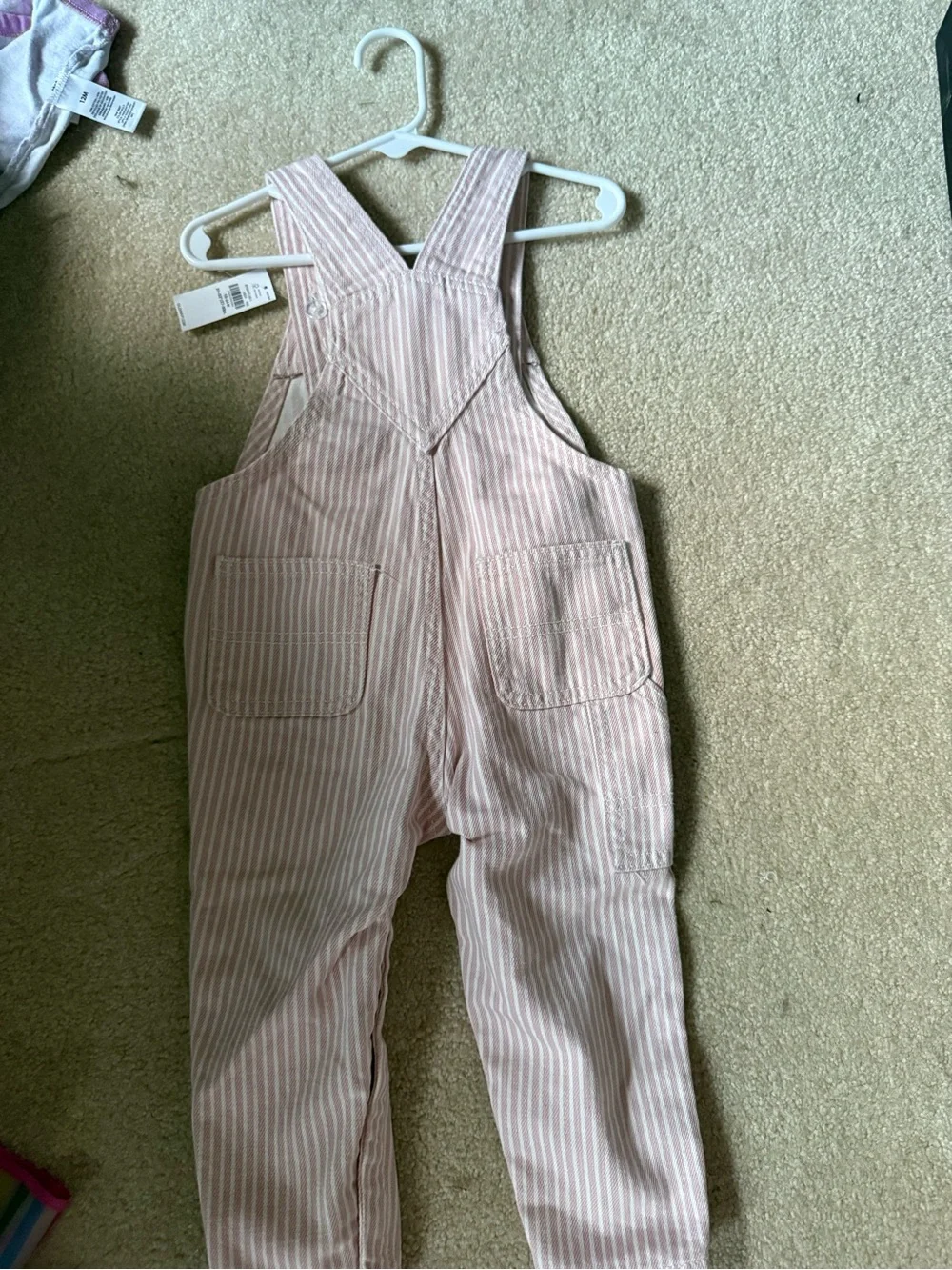 Pink and White Striped Children's Overalls NWT Old Navy 18-24 month